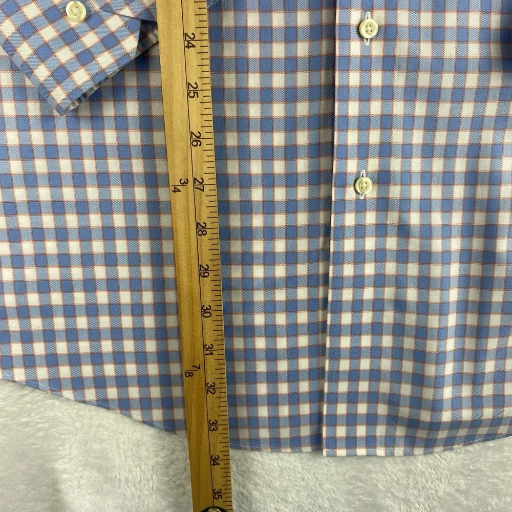 Brooks Brothers Dress Shirt Mens 17-6/7 Blue/White/Orange Checks Regent No Iron